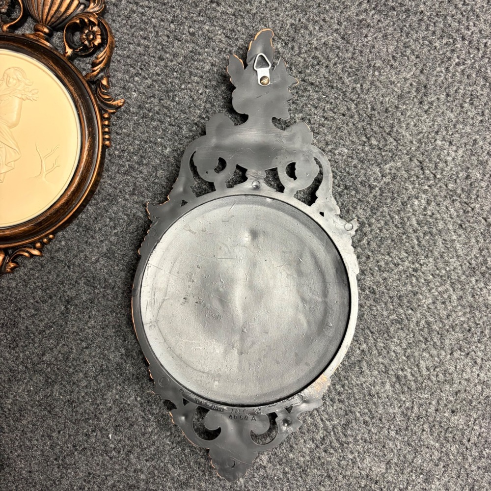 Vintage Dart Industries Plastic Ornate Wall Plaques Pair Goddess Relief Bronze - Picture 8 of 10